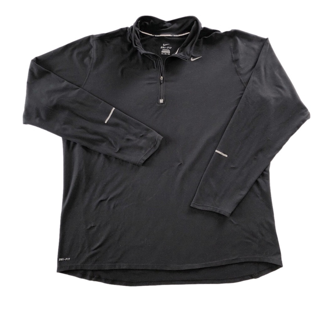 NIKE DRI-FIT BLACK JACKET WMN'S XXL. 1/4 ZIP. THUMB EXITS.